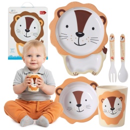 Kubek miseczka talerzyk sztućce zestaw do samodzielnego jedzenia Bocioland