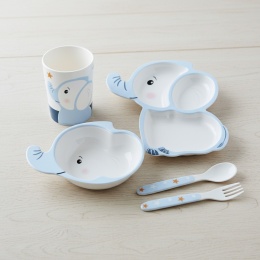 Kubek miseczka talerzyk sztućce zestaw do samodzielnego jedzenia Bocioland