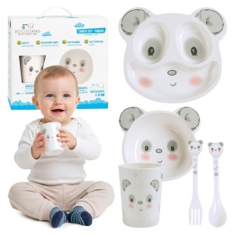 Kubek miseczka talerzyk sztućce zestaw do samodzielnego jedzenia Bocioland