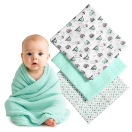 Pieluchy bambusowe Babyono pieluszki 70x70 antybakteryjne miękkie x3 mięta