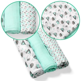 Pieluchy bambusowe Babyono pieluszki 70x70 antybakteryjne miękkie x3 mięta