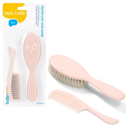 Szczotka do włosów dla niemowląt BabyOno z naturalnym włosiem + grzebień