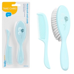 Szczotka do włosów dla noworodków delikatna BabyOno + grzebień niebieska