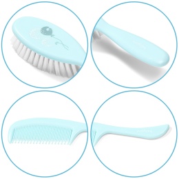 Szczotka do włosów dla noworodków delikatna BabyOno + grzebień niebieska