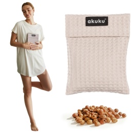 Termofor z pestek wiśni Akuku zimny ciepły kompres na kolkę bóle beżowy