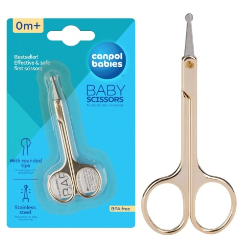 Nożyczki do paznokci Canpol dla niemowląt i dzieci stal nierdzewna złote