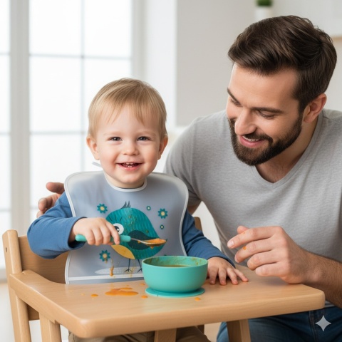 Śliniak miękki wiązany Canpol zmywalny z kieszonką zielony ptaszek 6+