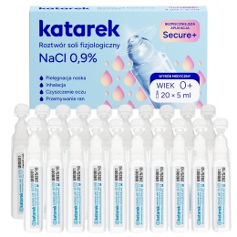 Sól fizjologiczna Katarek Secure + NaCl 0,9% innowacyjne ampułki 20 x 5 ml