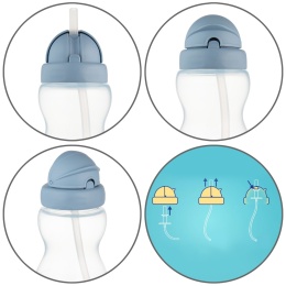 Bidon dla dzieci Canpol z rurką silikonową ze słomką 270 ml 12+ błękitny