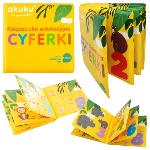 Książeczka sensoryczna Akuku edukacyjna miękka do wody cyferki zwierzątka