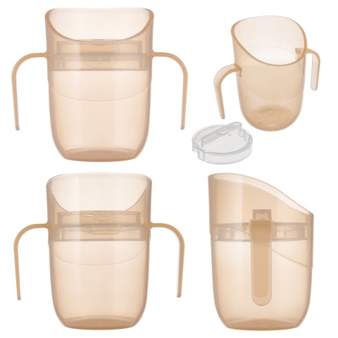 LOVI Kubek treningowy do nauki picia z uchwytami Genius 150 ml 6+ beżowy