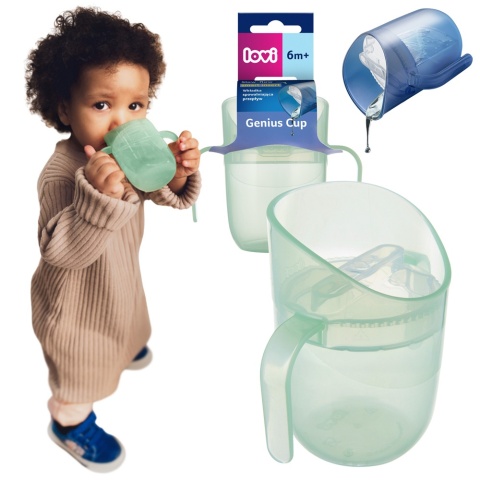 LOVI Kubek treningowy do nauki picia z uchwytami Genius 150 ml 6+ zielony