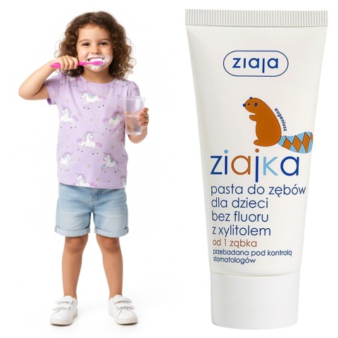 Pasta do zębów dla dzieci Ziajka z xylitolem nie zawiera fluoru