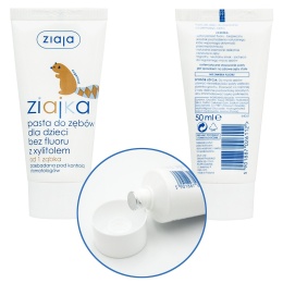 Pasta do zębów dla dzieci Ziajka z xylitolem nie zawiera fluoru