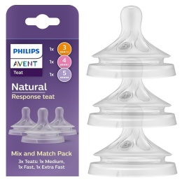 Smoczek Avent do butelki szeroki Philips Natural Response 1+ 3+ 6+ 3pak