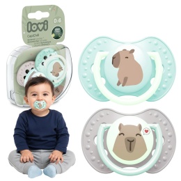 Smoczek LOVI uspokajający symetryczny silikon etui 0m+ 2pak 22/932boy