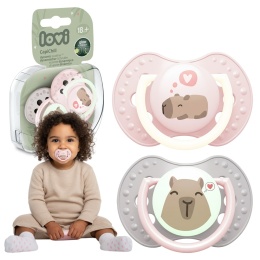 Smoczek LOVI uspokajający symetryczny silikon etui 18m+ 2pak 22/934girl