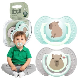 Smoczek LOVI uspokajający symetryczny silikon etui 18m+ 2pak 22/934boy