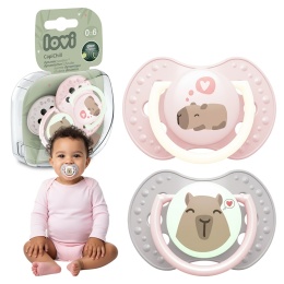 Smoczek LOVI uspokajający symetryczny silikon etui 0m+ 2pak 22/932girl