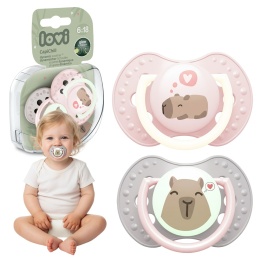 Smoczek LOVI uspokajający symetryczny silikon etui 6m+ 2pak 22/933girl