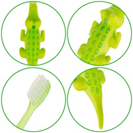 Szczoteczka do zębów Akuku dla dzieci do nauki miękka zielony krokodyl 12+