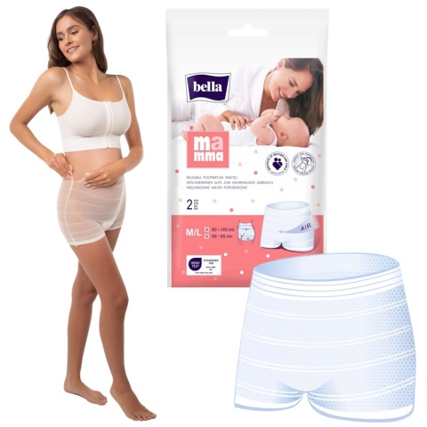 Majtki poporodowe siateczkowe wielorazowe białe Bella 80-140 cm M/L 2pak