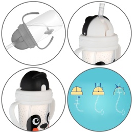 Bidon dla dzieci Canpol składana słomka z odważnikiem 270 ml 6+ miś panda