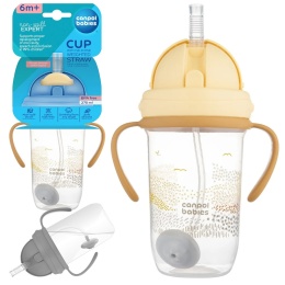 Bidon dla dzieci Canpol składana słomka z odważnikiem 270 ml 6+ beżowy