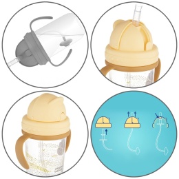 Bidon dla dzieci Canpol składana słomka z odważnikiem 270 ml 6+ beżowy