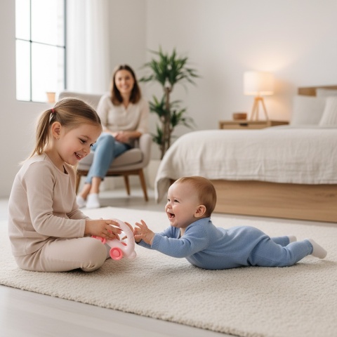 Grzechotka sensoryczna Akuku zabawka dla niemowląt żółwik na kółkach różowy