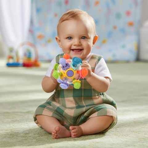 Grzechotka z gryzakiem zabawka sensoryczna kula Montessori Bocioland 12+