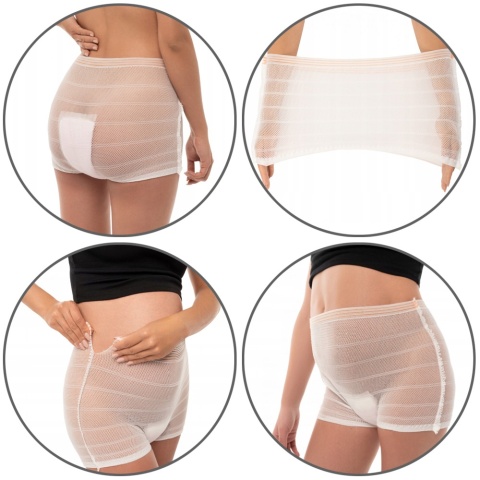 Majtki poporodowe siateczkowe wielorazowe białe Bella 90-150 cm XL 2pak