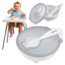 Miseczka do karmienia niemowląt i nauki jedzenia pokrywka łyżeczka 250 ml