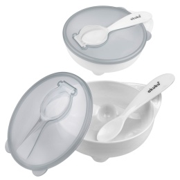 Miseczka do karmienia niemowląt i nauki jedzenia pokrywka łyżeczka 250 ml