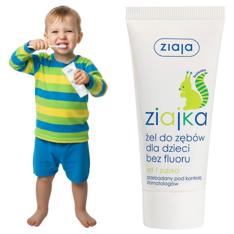 Pasta do zębów bez fluoru dla dzieci Ziajka żel żurawinowy od 1 ząbka 6m+