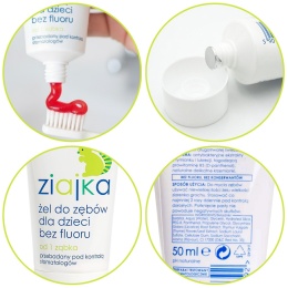 Pasta do zębów bez fluoru dla dzieci Ziajka żel żurawinowy od 1 ząbka 6m+