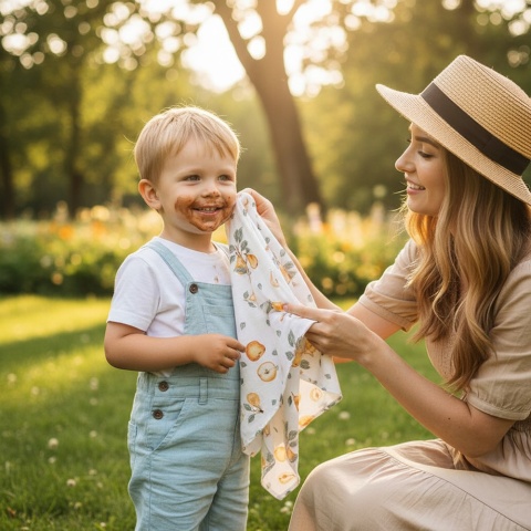 Pieluszka bambusowa Bocioland 40x40 antybakteryjna hipoalergiczna gruszka