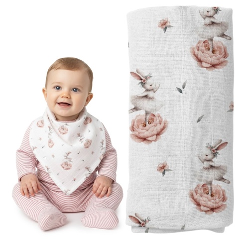 Pieluszka bambusowa Bocioland 40x40 antybakteryjna hipoalergiczna królik