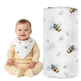 Pieluszka bambusowa Bocioland 40x40 antybakteryjna hipoalergiczna pszczółka