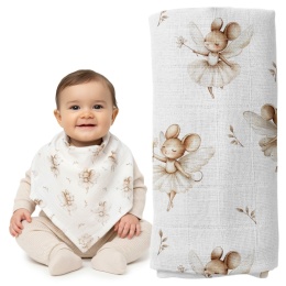 Pieluszka bambusowa Bocioland 40x40 antybakteryjna hipoalergiczna myszka