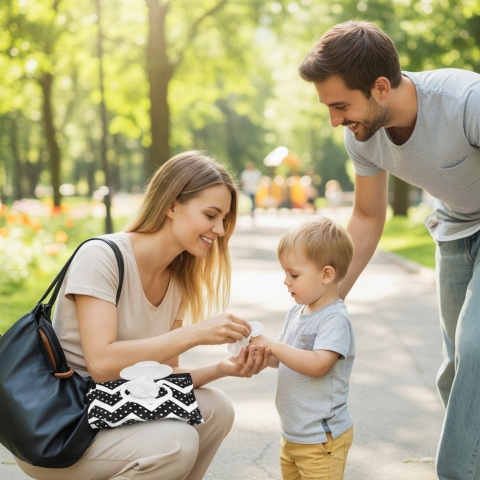 Pudełko na chusteczki nawilżane pojemnik etui z klapką Bocioland czerń biel