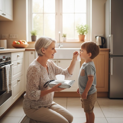 Pudełko na chusteczki nawilżane pojemnik etui z klapką Bocioland szare