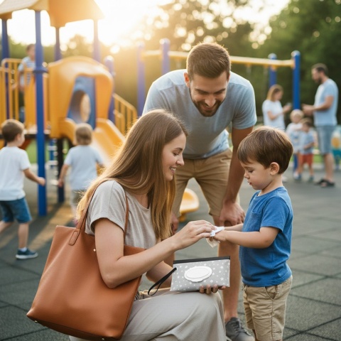 Pudełko na chusteczki nawilżane pojemnik etui z klapką Bocioland szare