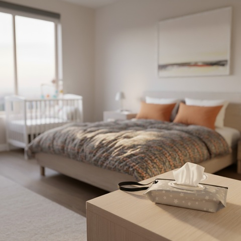 Pudełko na chusteczki nawilżane pojemnik etui z klapką Bocioland szare