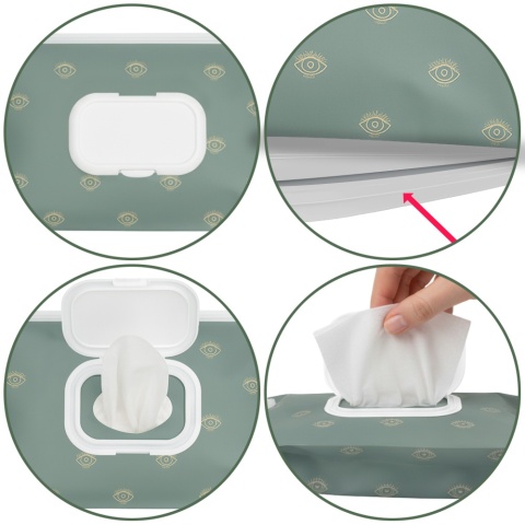 Pudełko na chusteczki nawilżane pojemnik etui z klapką Bocioland zielone