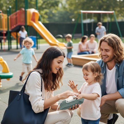Pudełko na chusteczki nawilżane pojemnik etui z klapką Bocioland zielone