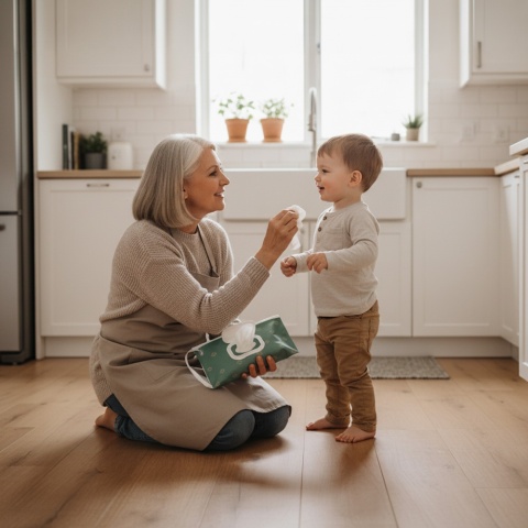 Pudełko na chusteczki nawilżane pojemnik etui z klapką Bocioland zielone