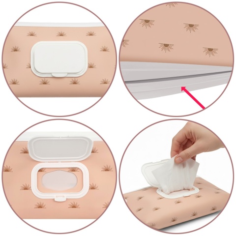 Pudełko na chusteczki nawilżane pojemnik etui z klapką Bocioland blady róż