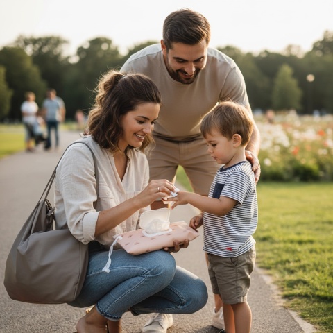 Pudełko na chusteczki nawilżane pojemnik etui z klapką Bocioland blady róż