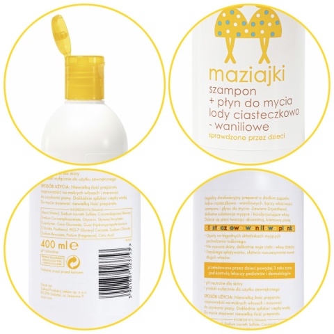 Szamon do włosów i do ciała dla dzieci Ziajka Maziajki lody waniliowe 400ml